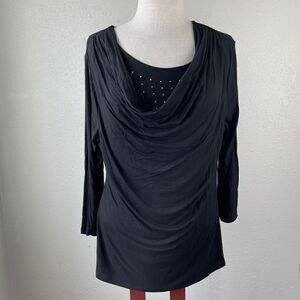 NWT Passport Black 3/4 Sleeve Tunic Size L